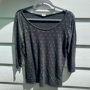 J. CREW Black and gold polka dot shirt